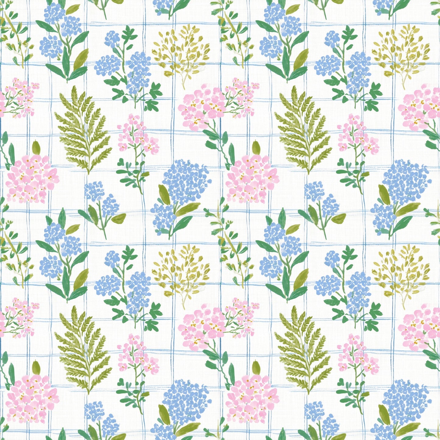 Floral Bunch Plaid Digital Seamless Pattern