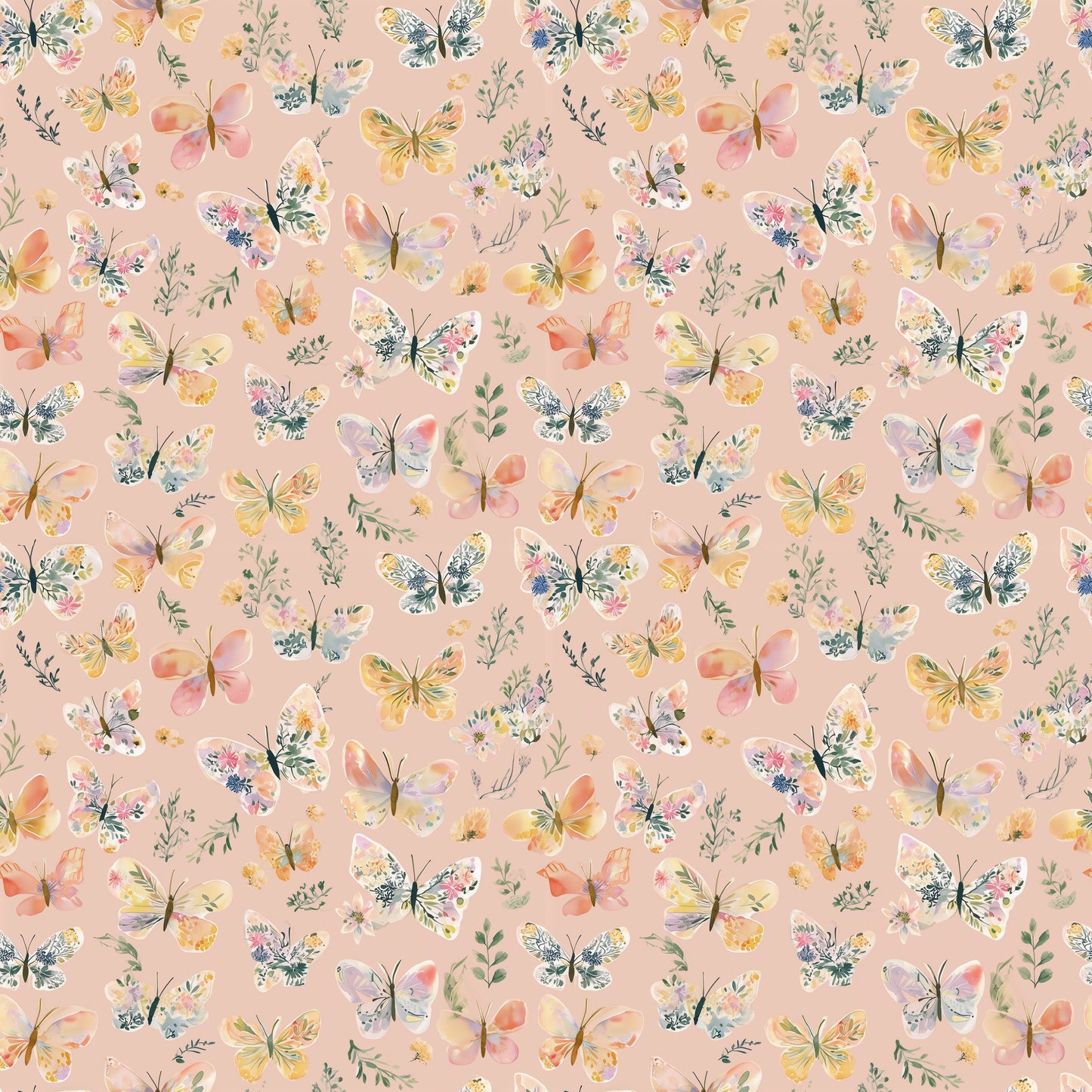 Floral Butterflies in Pink Digital Seamless Pattern