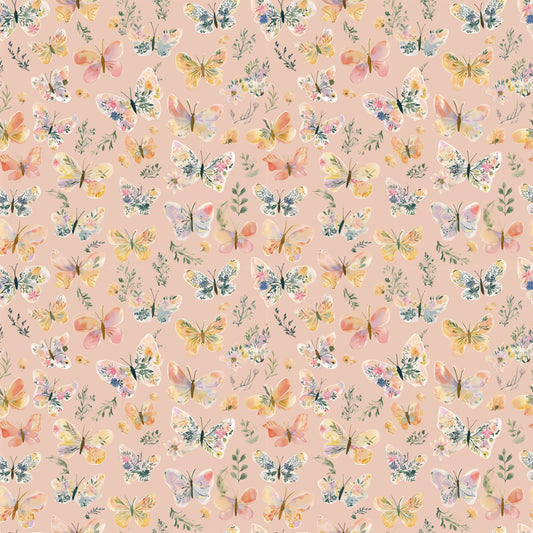 Floral Butterflies in Pink Digital Seamless Pattern
