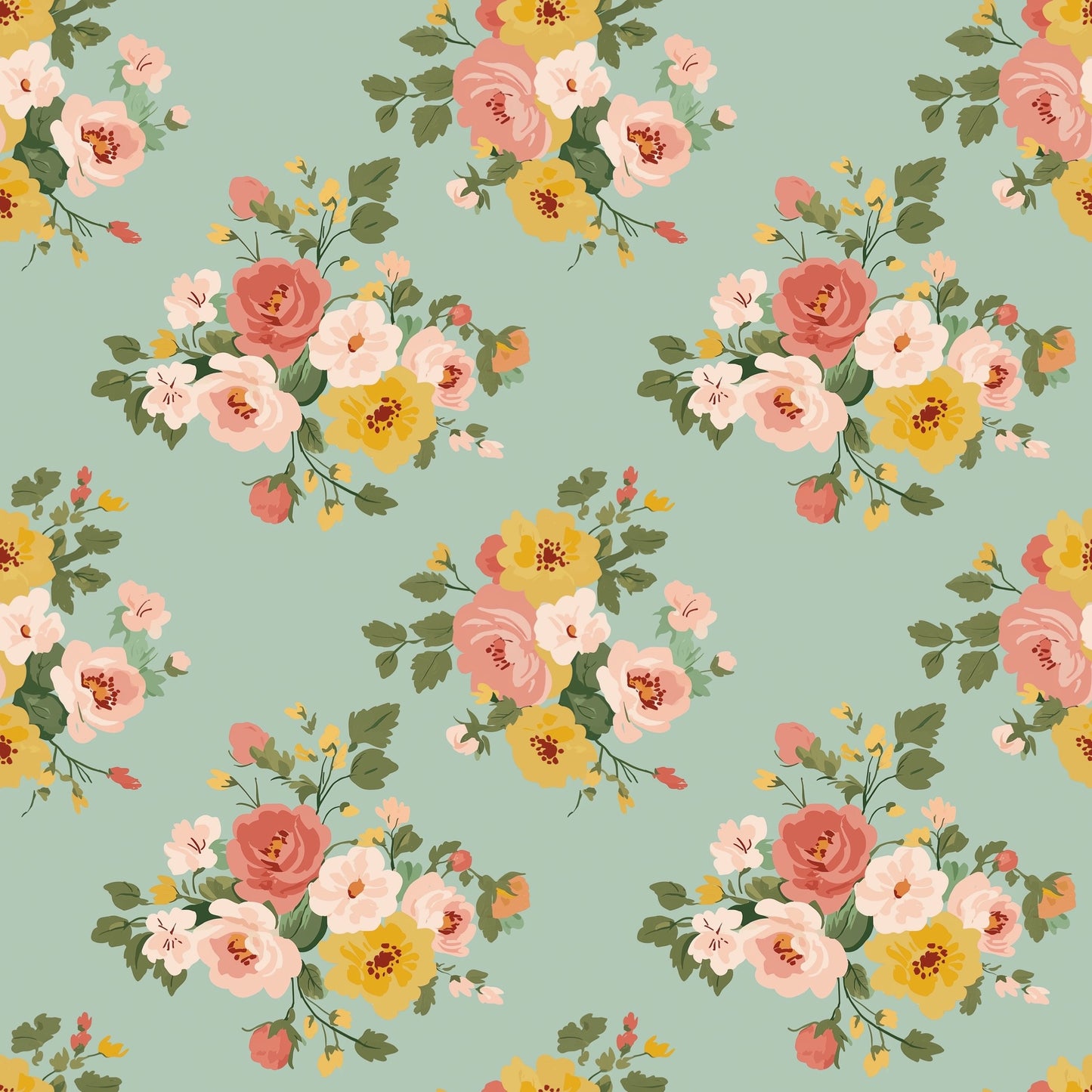 Floral Clusters Digital Seamless Pattern