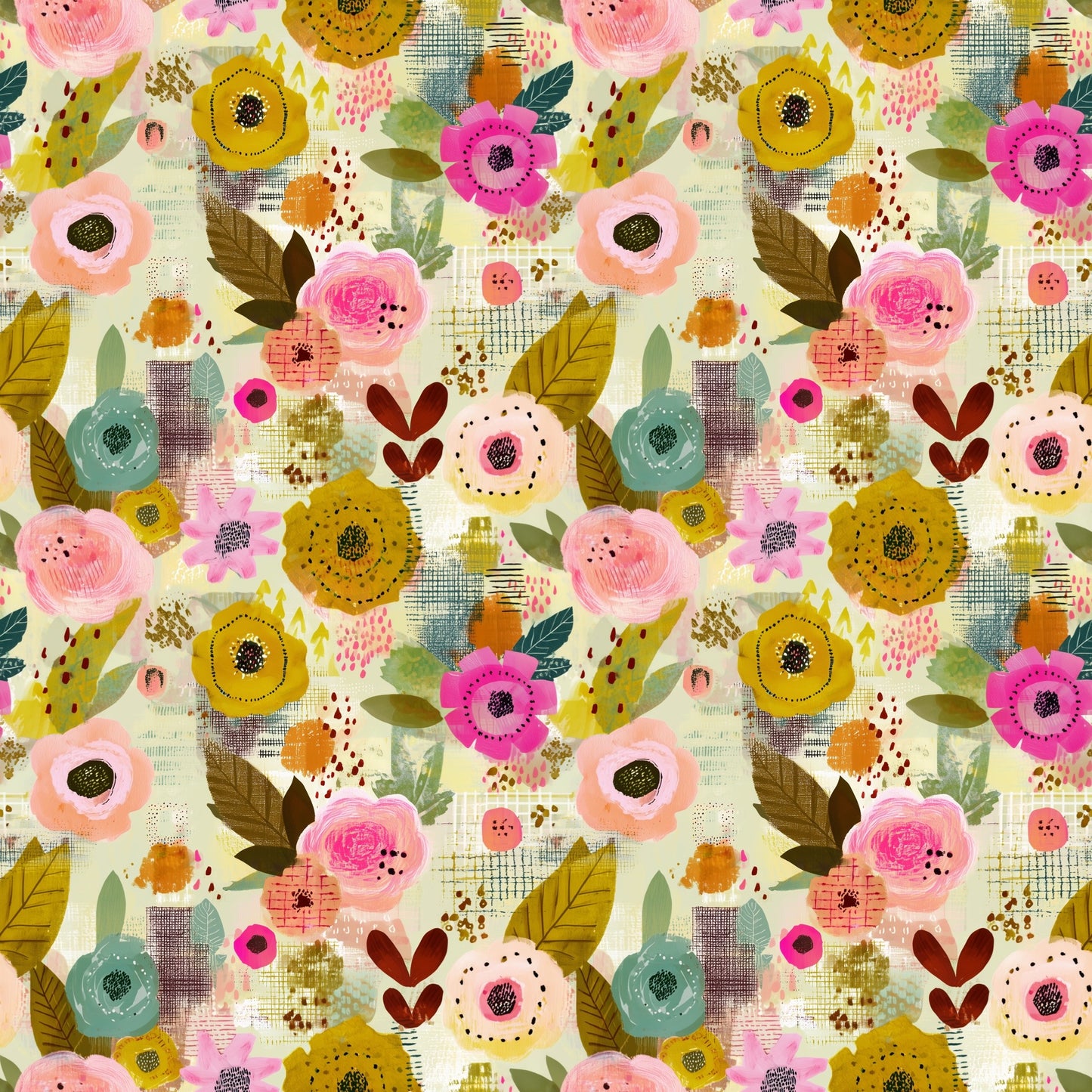 Floral Collage Digital Seamless Pattern
