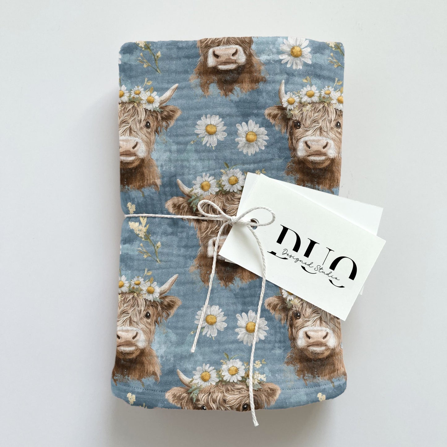Floral Denim Cow Digital Seamless Pattern
