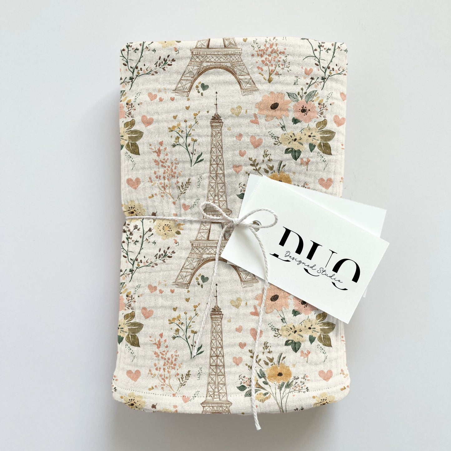 Floral Eiffel Tower Digital Seamless Pattern