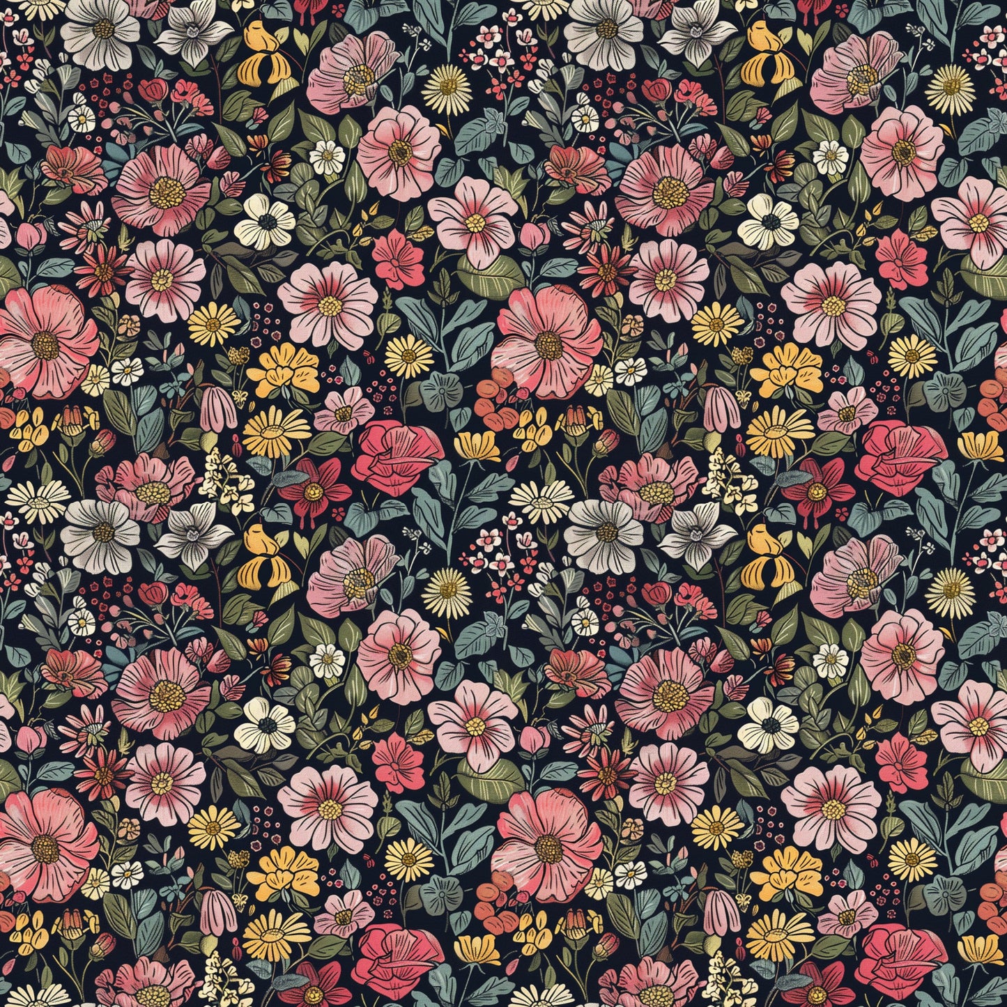 Floral Fiesta Digital Seamless Pattern