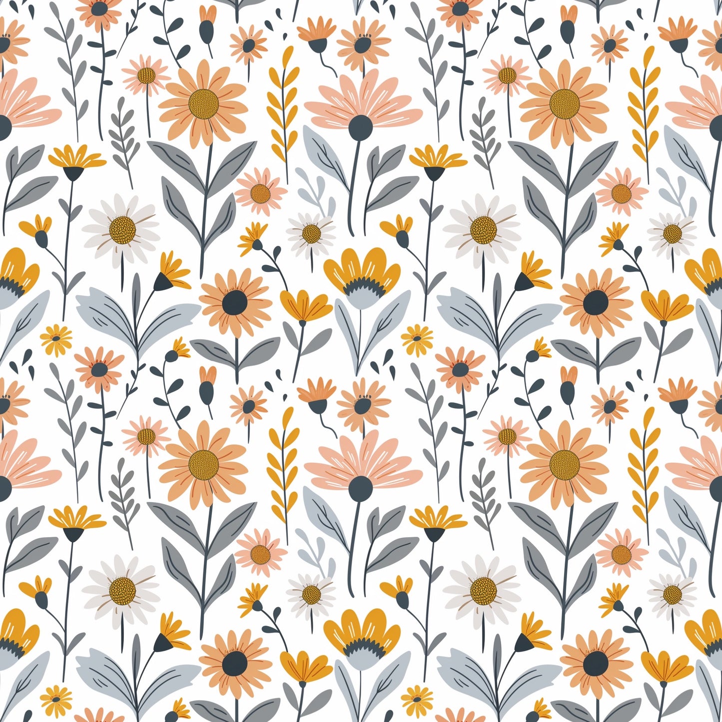 Floral Garden Flowers Digital Seamless Pattern