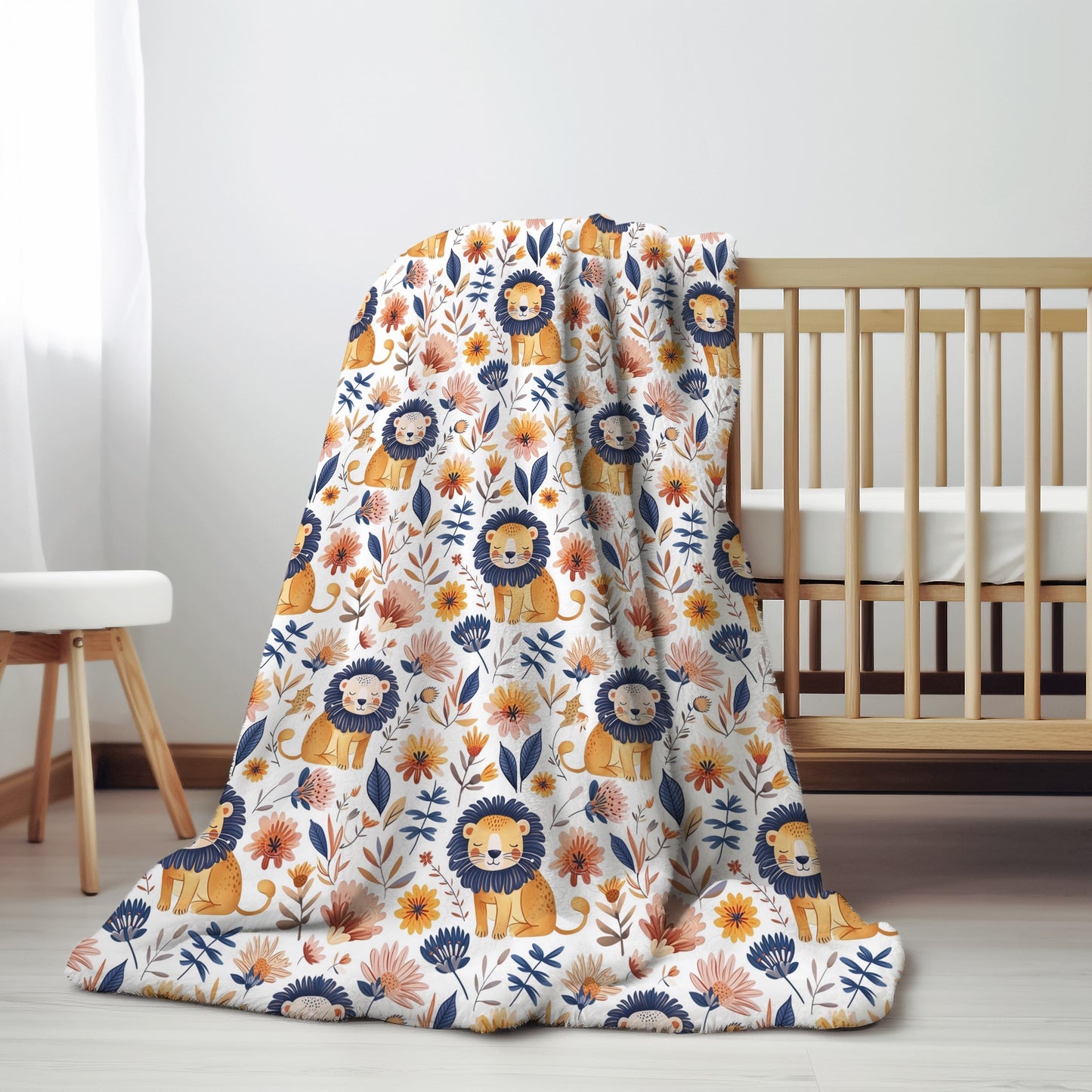 Floral Lion Digital Seamless Pattern