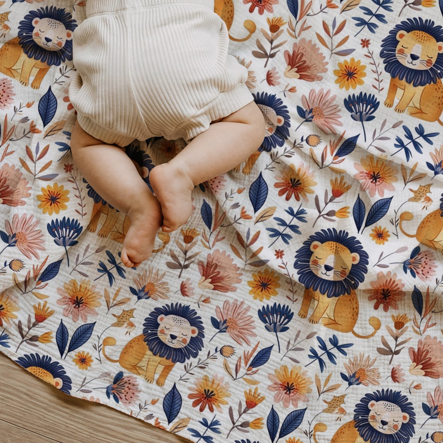 Floral Lion Digital Seamless Pattern
