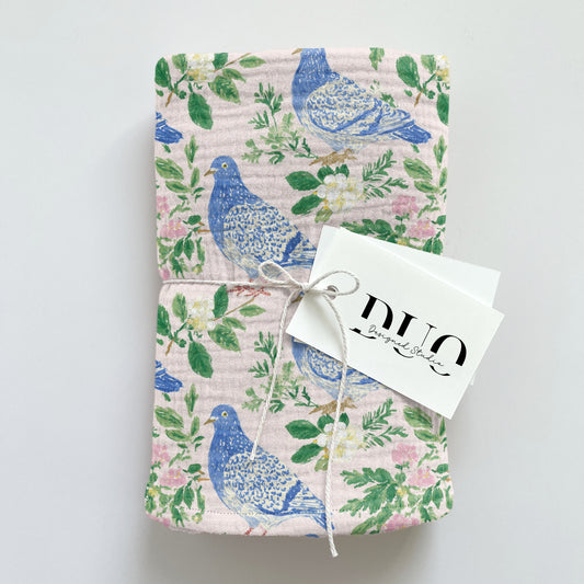 Floral Pigeons Digital Seamless Pattern