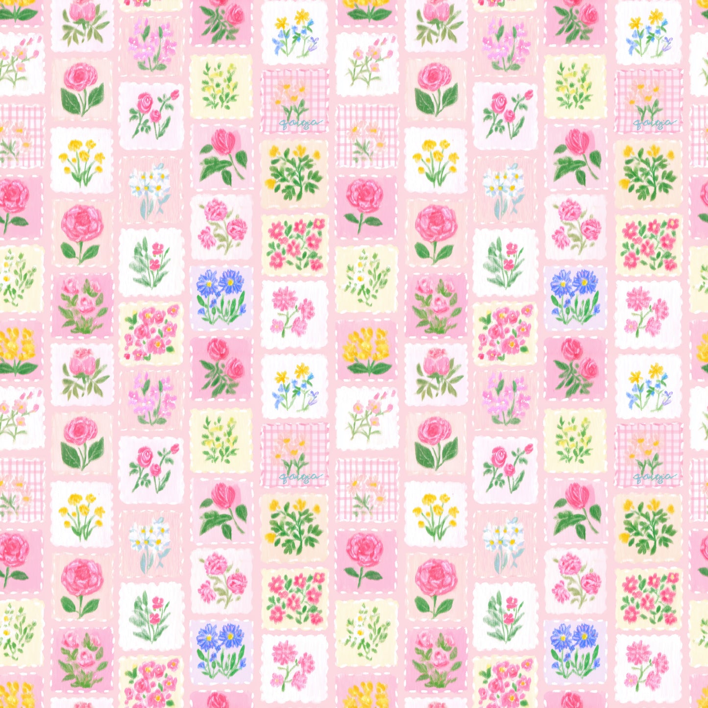 Floral Quilt Digital Seamless Pattern