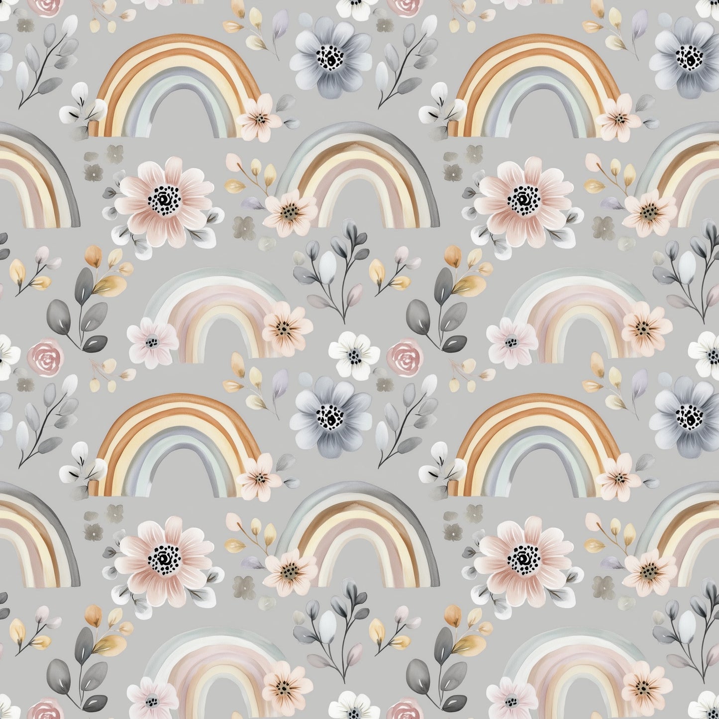 Floral Rainbows Digital Seamless Pattern