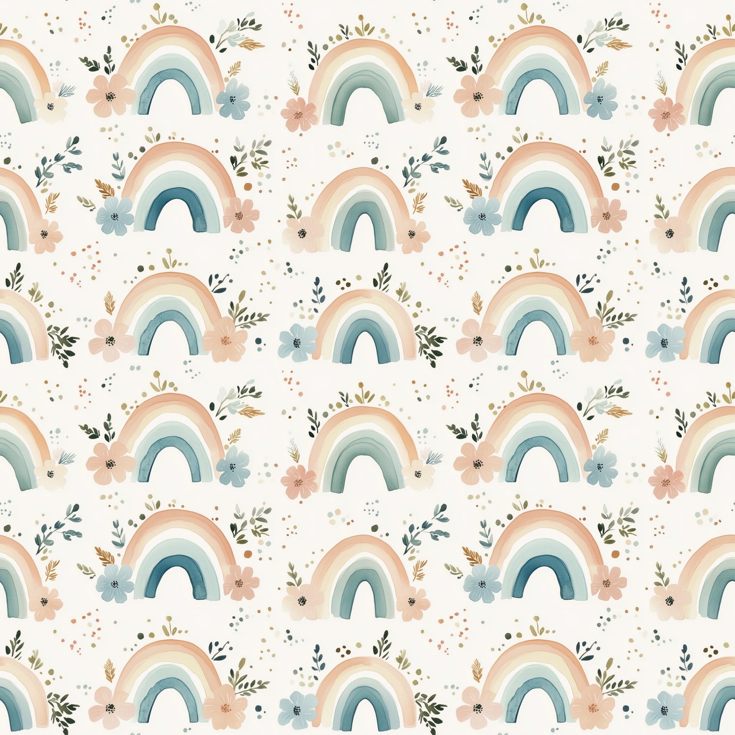 Floral Rainbows Digital Seamless Pattern