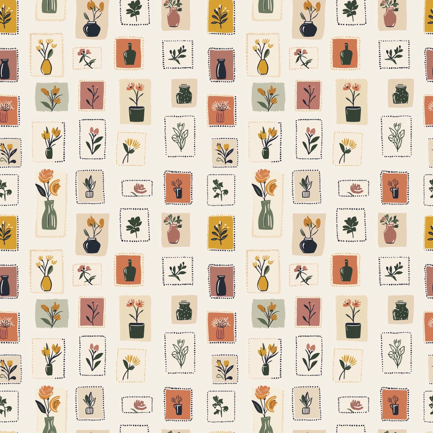 Floral Stamp Digital Seamless Pattern