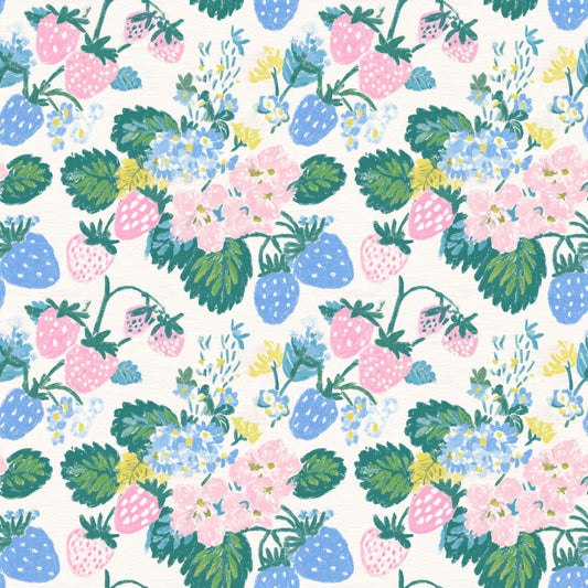 Floral Strawberries Digital Seamless Pattern