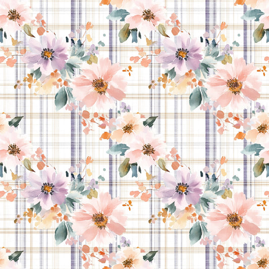 Floral Tartan Digital Seamless Pattern