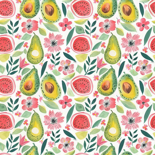 Floral Watermelon Digital Seamless Pattern