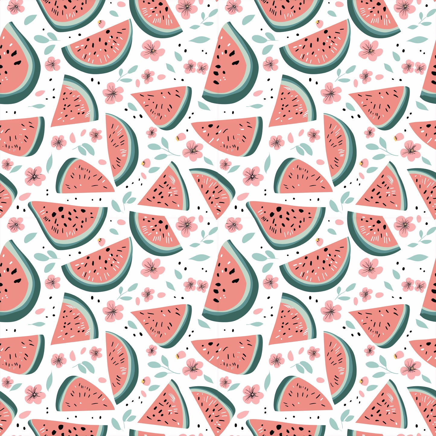 Floral Watermelon Digital Seamless Pattern