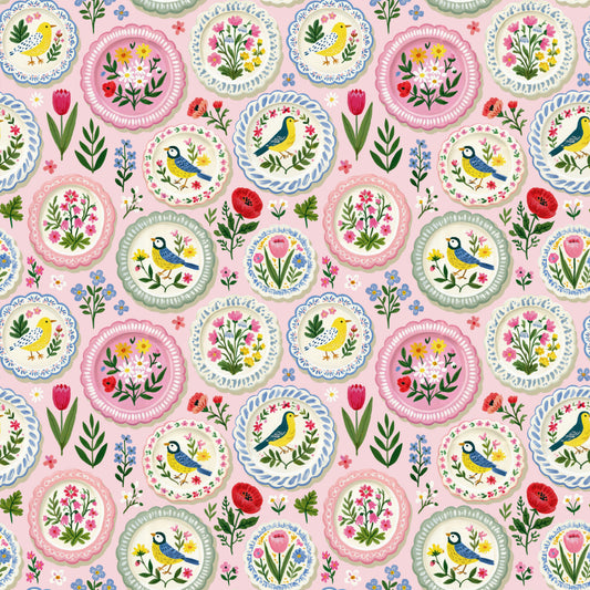 Floral Plates Digital Seamless Pattern