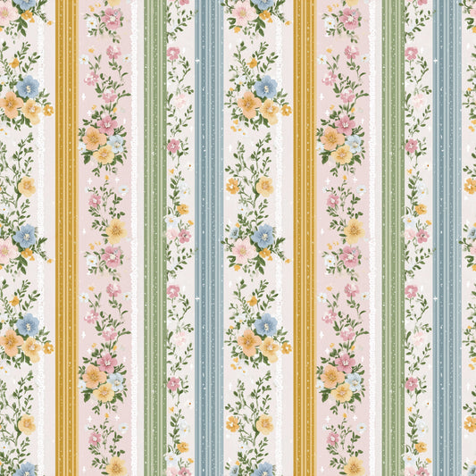 Florals & Stripes Walls Digital Seamless Pattern