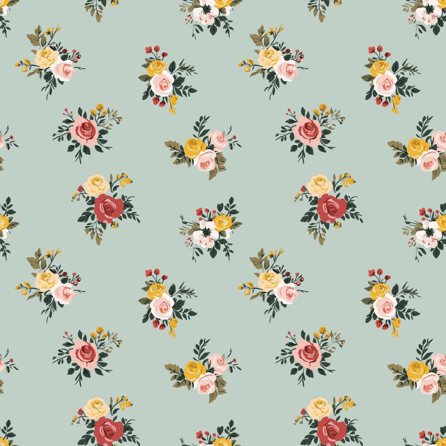 Flower Clusters Digital Seamless Pattern