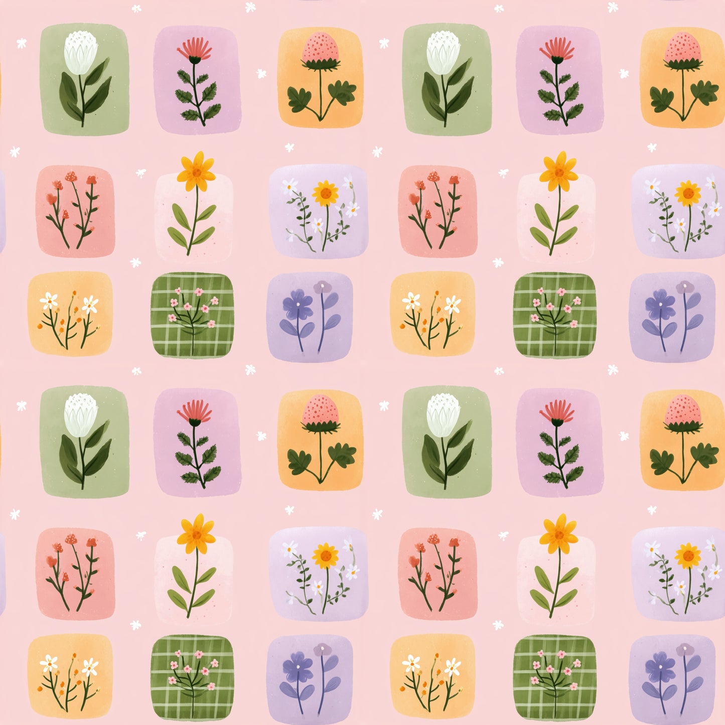 Flower Garden Patch Digital Seamless Pattern