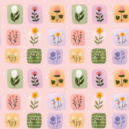 Flower Garden Patch Digital Seamless Pattern
