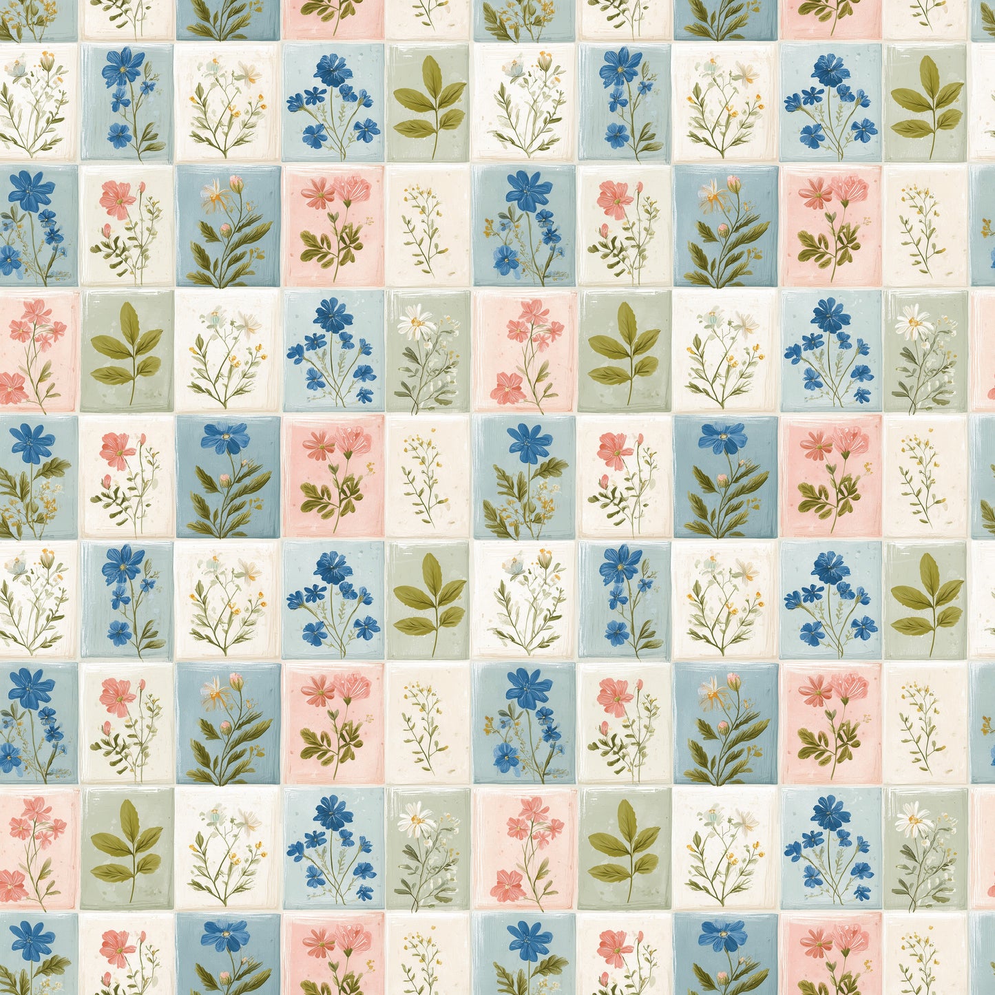 Flower Patches Digital Seamless Pattern