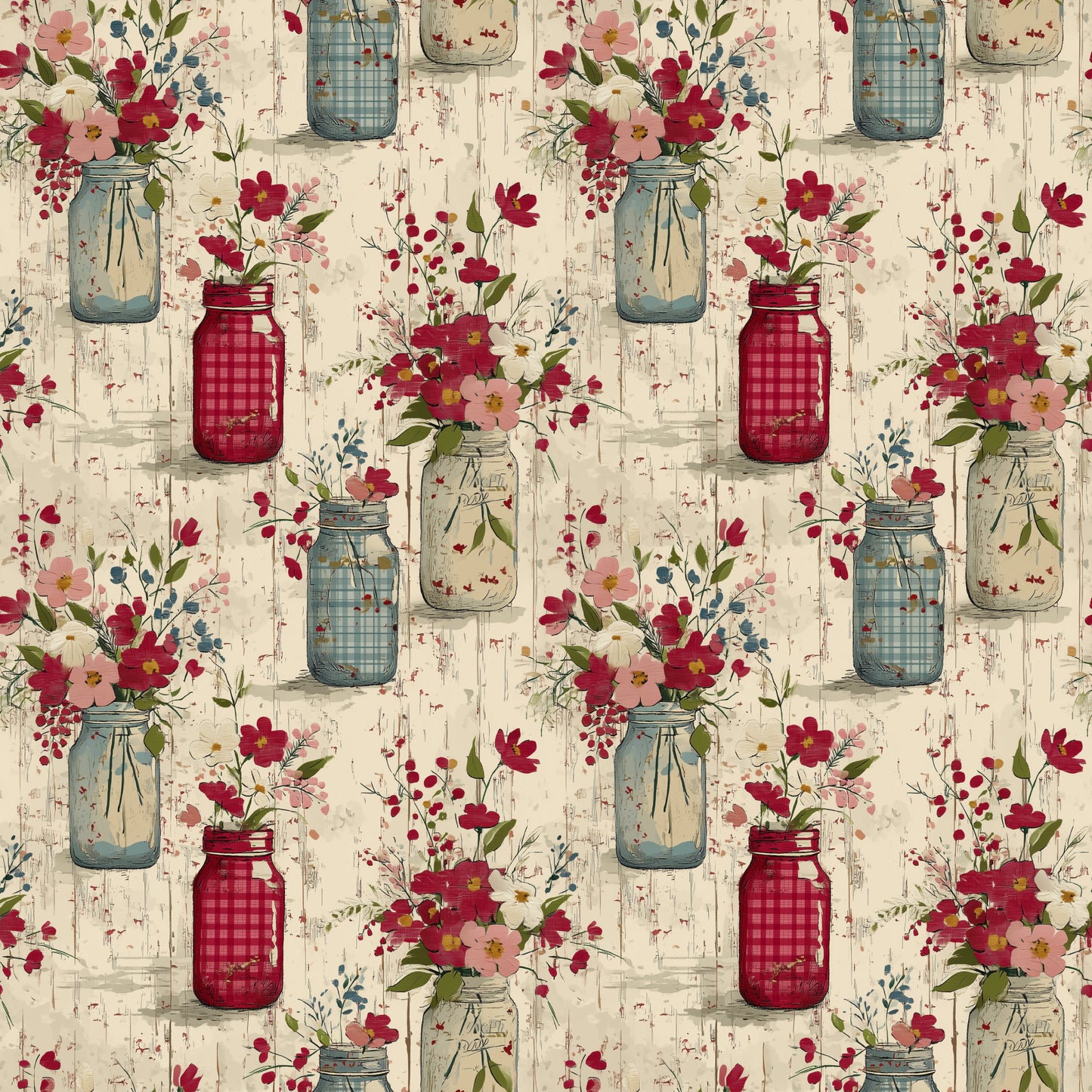 Flower Vases Digital Seamless Pattern