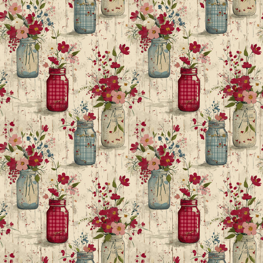 Flower Vases Digital Seamless Pattern