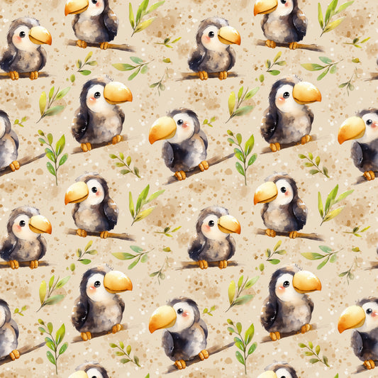 Fluffy Toucan Digital Seamless Pattern