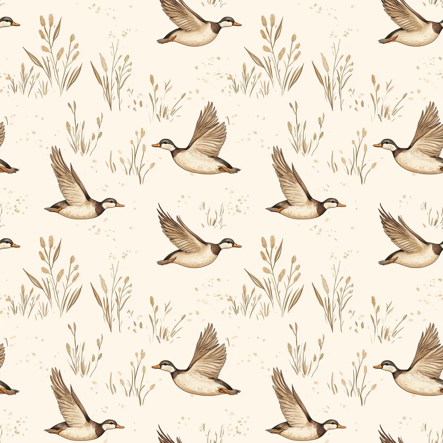 Flying Ducks Digital Seamless Pattern