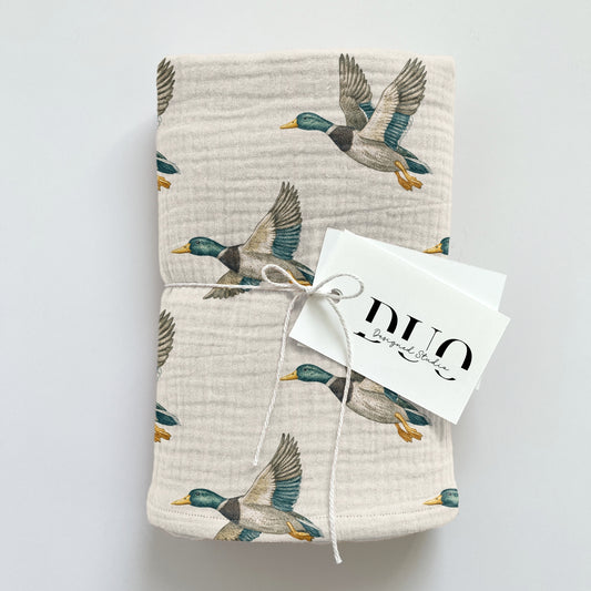 Flying Mallards on Cream Digital Seamless Pattern