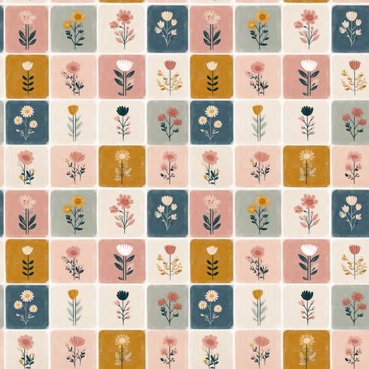 Folk Art Squares Digital Seamless Pattern
