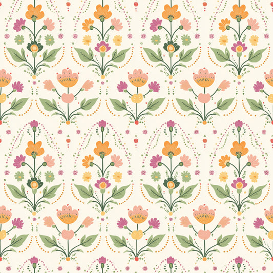 Folk Art Blooms Digital Seamless Pattern