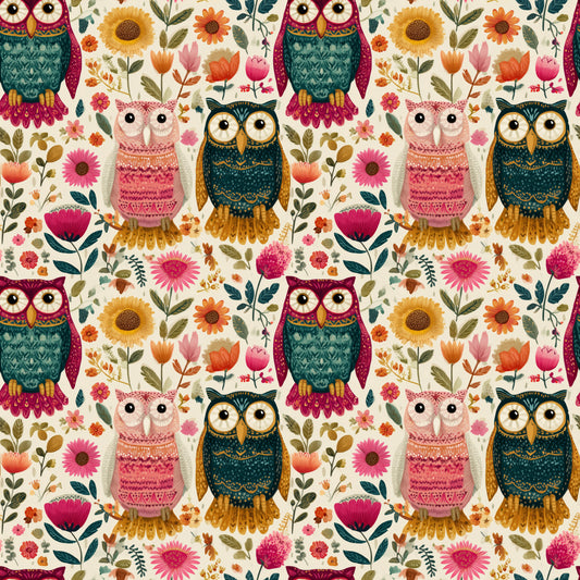 Folksy Baby Owls Digital Seamless Pattern