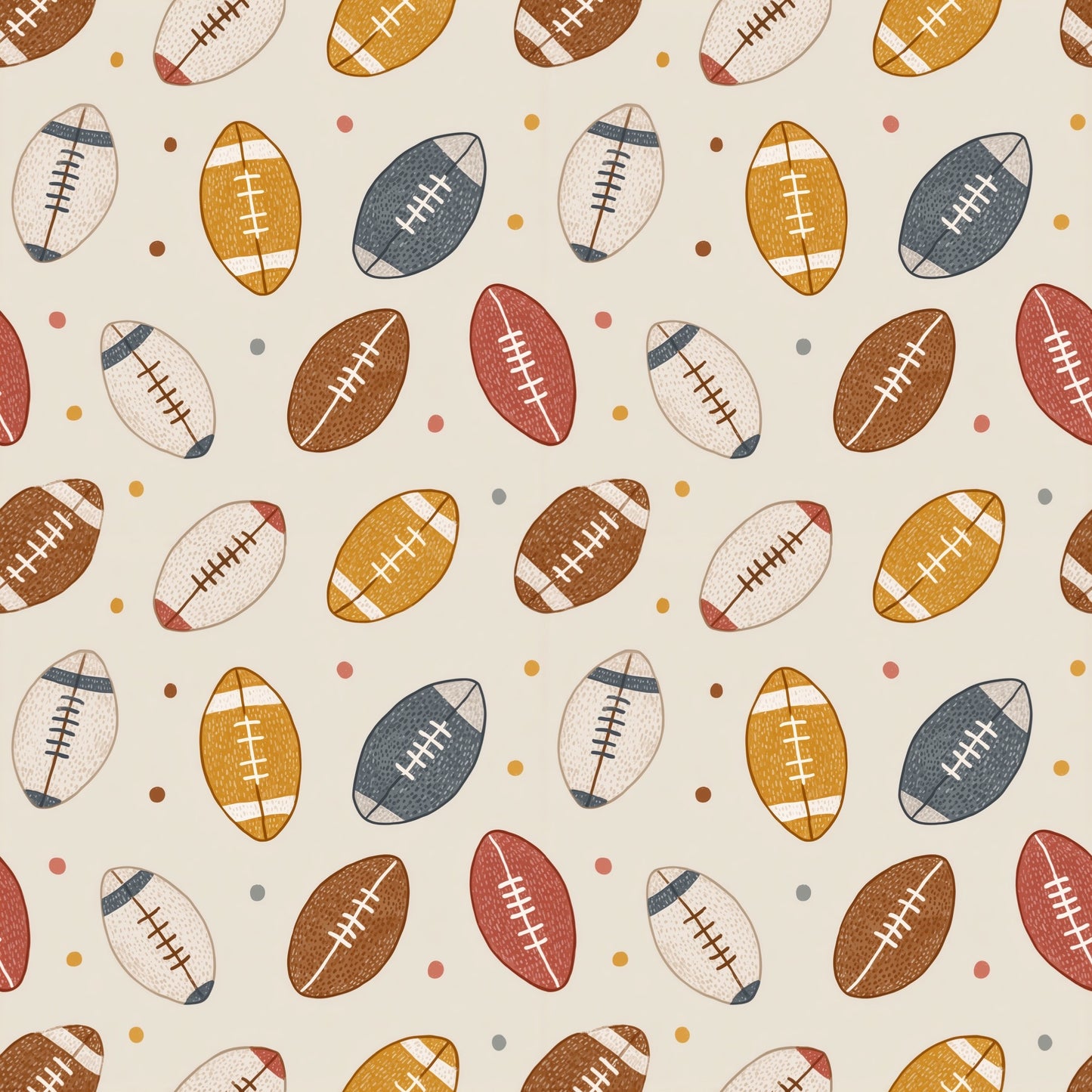 Footballs Digital Seamless Pattern