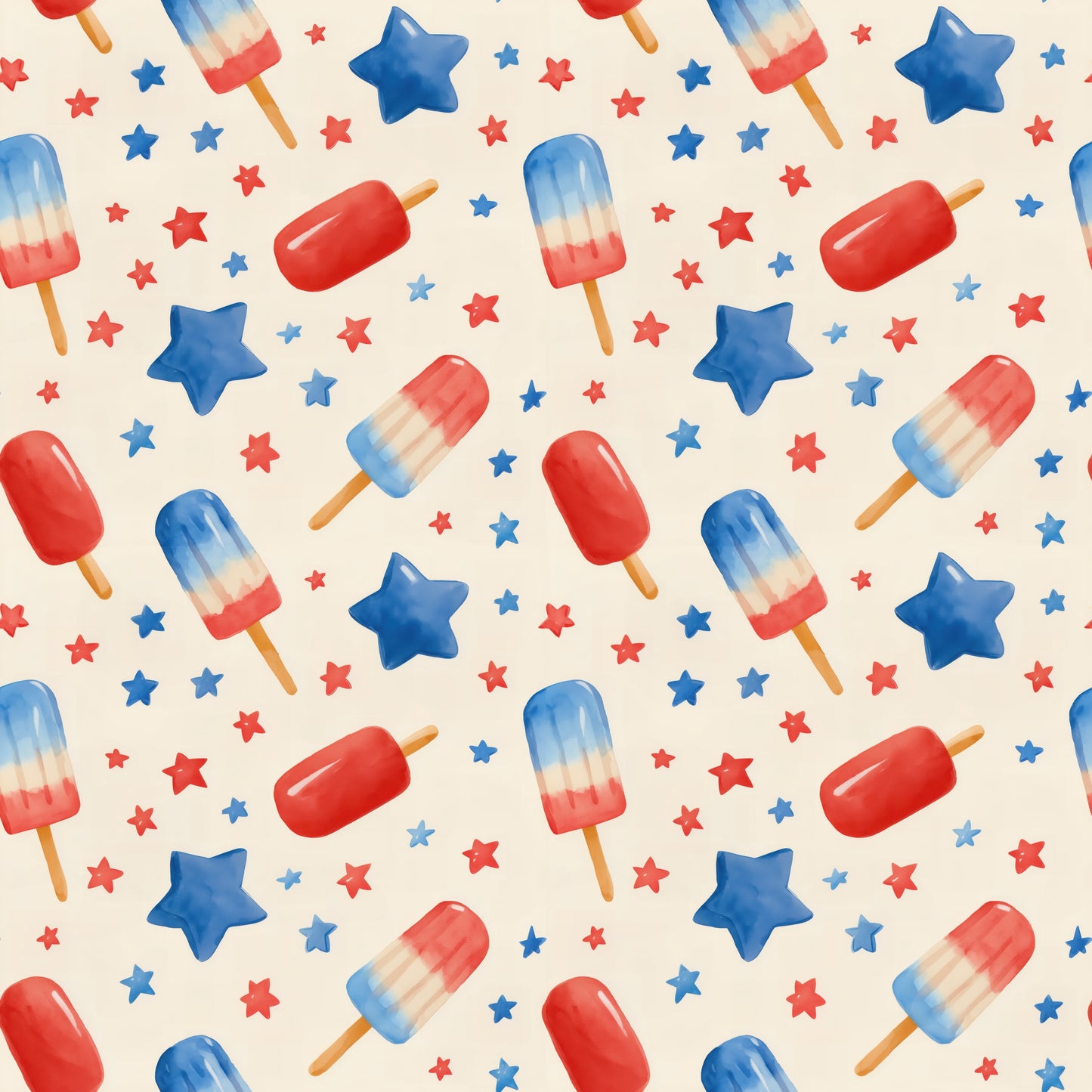 4th July Popsicles Cream Digital Seamless Pattern