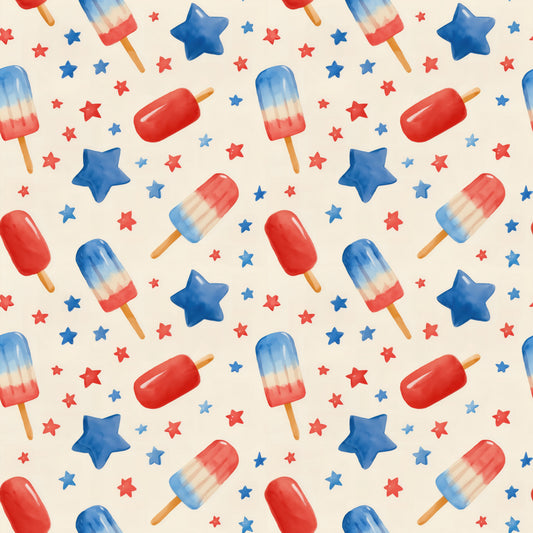 4th July Popsicles Cream Digital Seamless Pattern