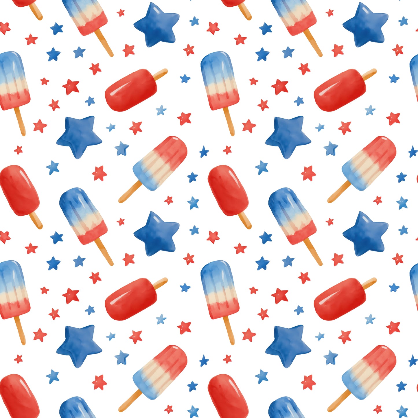 4th July Popsicles White Digital Seamless Pattern