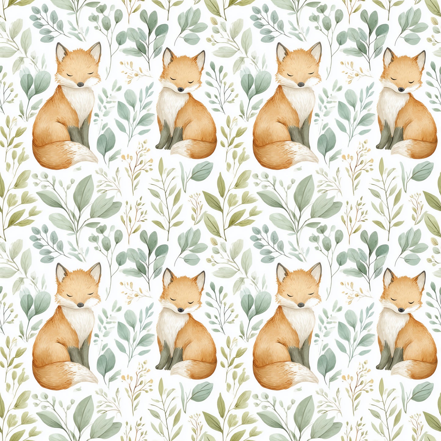 Foxes & Foliage Seamless Pattern