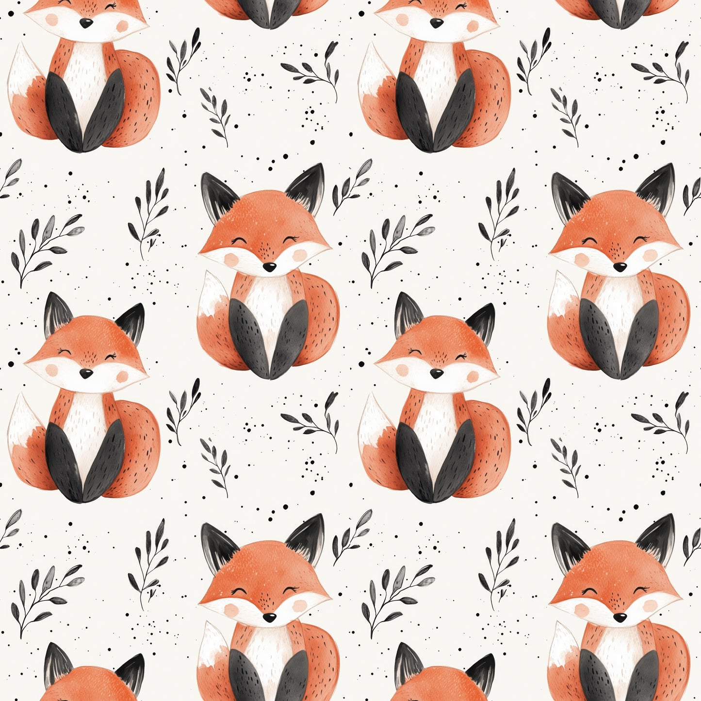 Foxy Foxes Digital Seamless Pattern