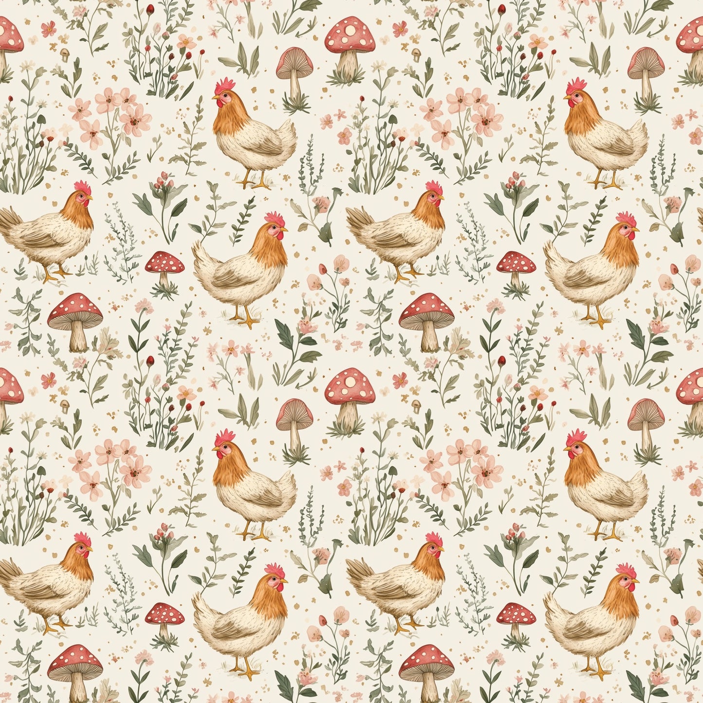 Free Range Chickens Digital Seamless Pattern