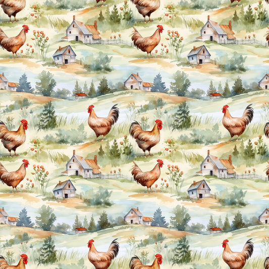 Free Range Chickens Digital Seamless Pattern