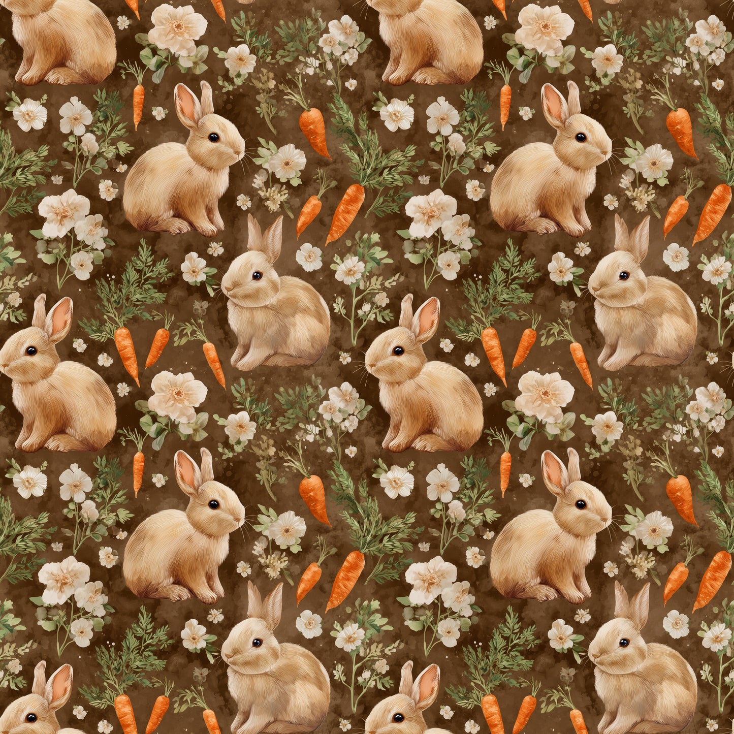Garden Bunnies Digital Seamless Pattern