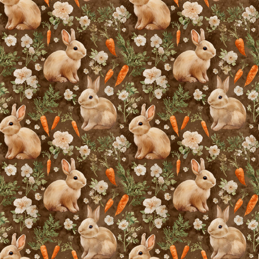 Garden Bunnies Digital Seamless Pattern