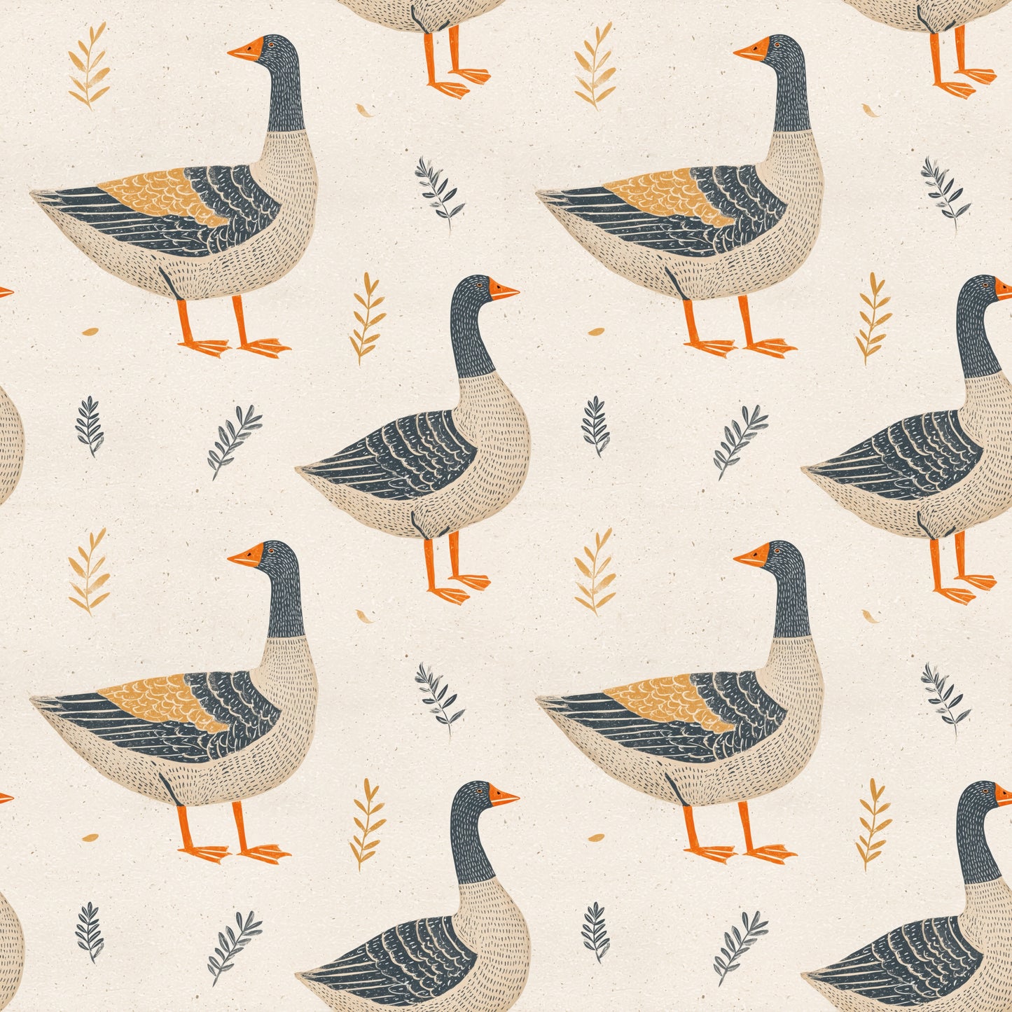 Geese on Neutral Digital Seamless Pattern