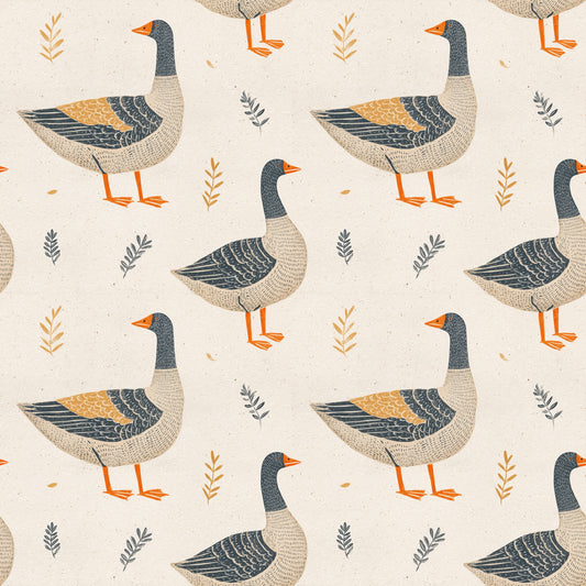 Geese on Neutral Digital Seamless Pattern