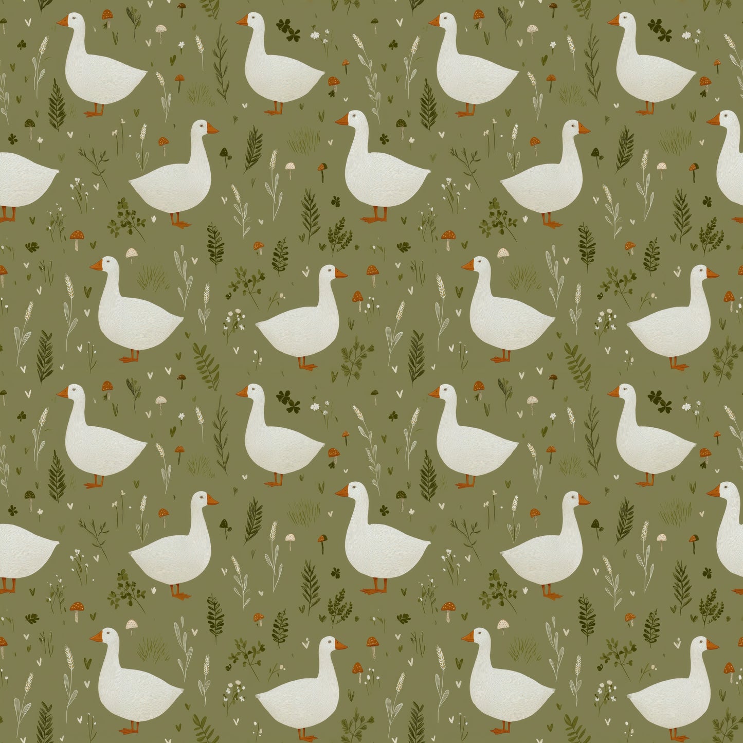 Geese on Khaki Digital Seamless Pattern
