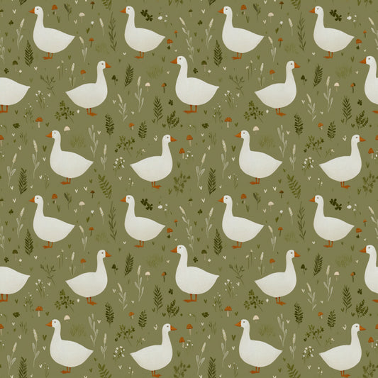 Geese on Khaki Digital Seamless Pattern