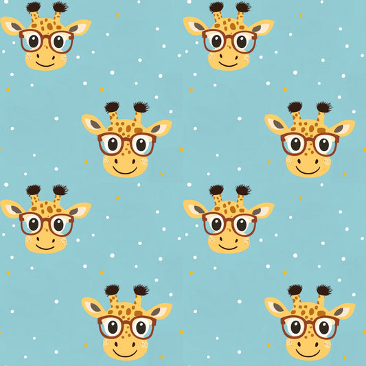 Giraffes in Glasses Digital Seamless Pattern