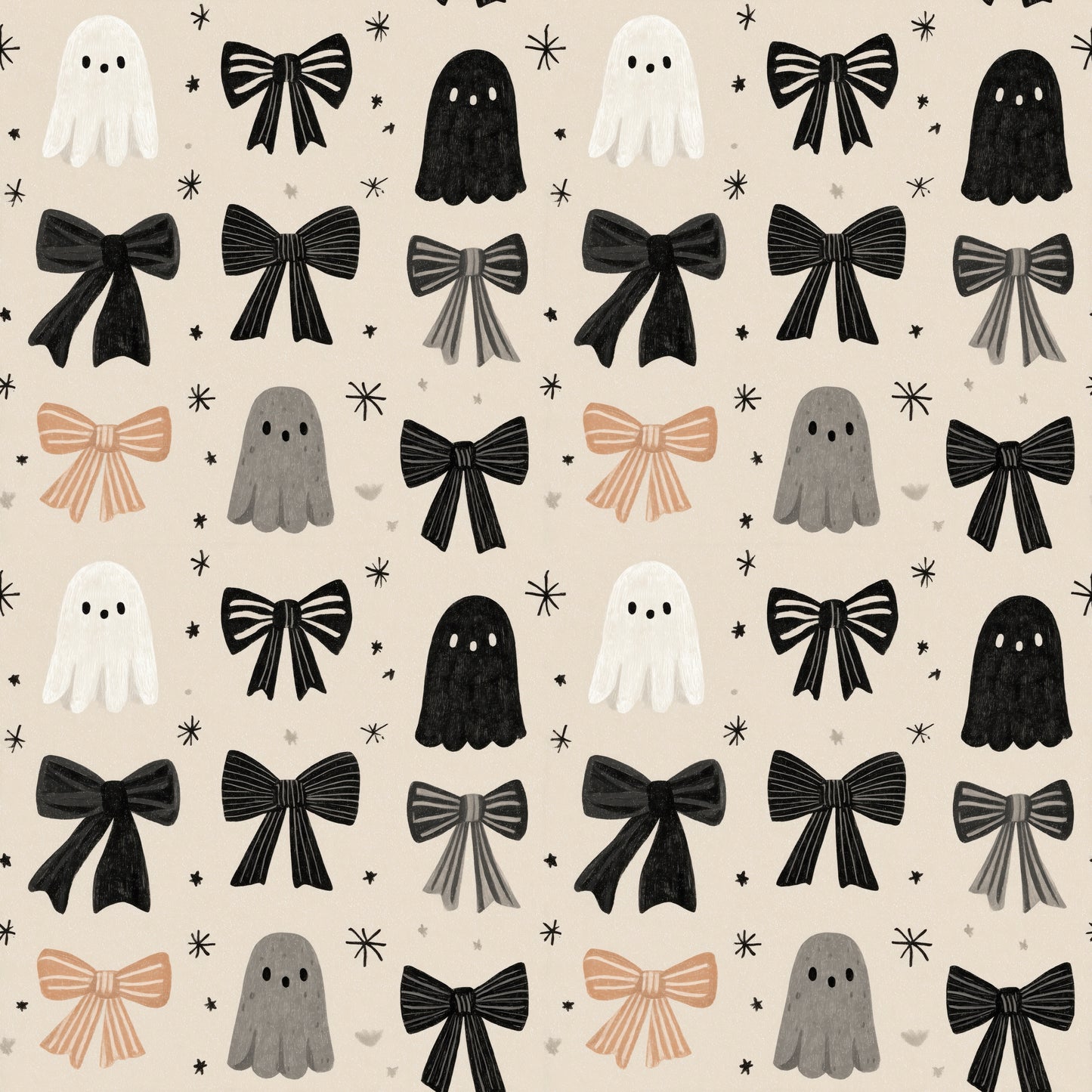 Ghosts & Bows Digital Seamless Pattern